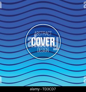 Abstract creative concept layout template. Trendy cover, card, flyer, poster, brochure design. Modern abstract cover from bright blue wavy lines. Stock Vector