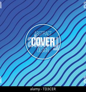 Abstract creative concept layout template. Trendy cover, card, flyer, poster, brochure design. Modern abstract cover from bright blue wavy lines. Stock Vector