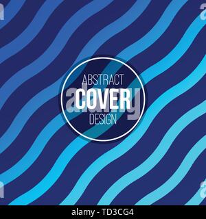 Abstract creative concept layout template. Trendy cover, card, flyer, poster, brochure design. Modern abstract cover from bright blue wavy lines. Stock Vector