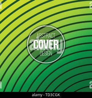 Abstract creative concept layout template. Trendy cover, card, flyer, poster, brochure design. Modern abstract cover from bright green rounded lines. Stock Vector