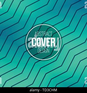 Abstract creative concept layout template. Trendy cover, card, flyer, poster, brochure design. Modern abstract cover from turquoise zigzag lines. Stock Vector