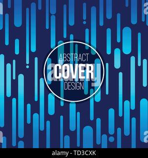 Abstract creative concept layout template. Trendy cover, card, flyer, poster, brochure design. Modern abstract cover. Vertical rounded stripes in blue Stock Vector