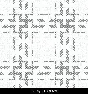 Abstract seamless pattern of dotted crosses. Repeating geometric tiles. Modern stylish geometric texture. For fashion textile, cloth. Fabric. Stock Vector