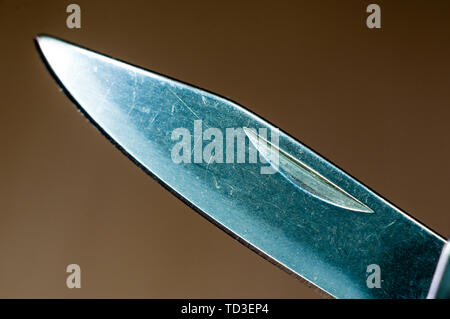 elements small foldable steel multitool, closeup, macro Stock Photo