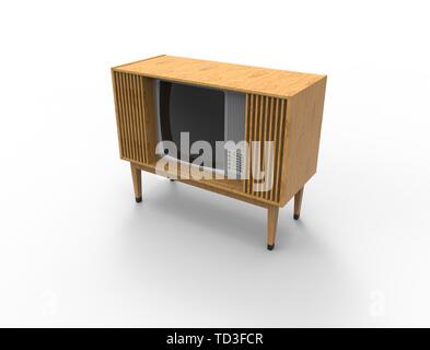 3d rendering of a vintage retro television tv isolated on white ...