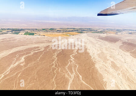 Flight over the Nazca lines, Nazca, Peru, South America Stock Photo