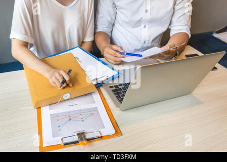 Close up of business team discuss about financial report Stock Photo