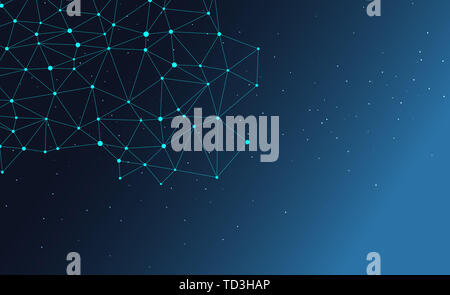 Interconnected dot wire material with a sense of technology. Big data concept background. Stock Photo