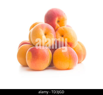 Sweet apricot fruits isolated on white background. Stock Photo