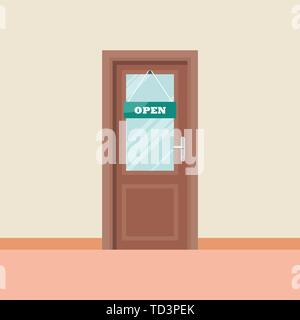 Door icon in flat style. Vector illustration Stock Vector