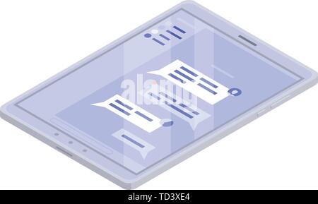 Chatbot tablet icon, isometric style Stock Vector