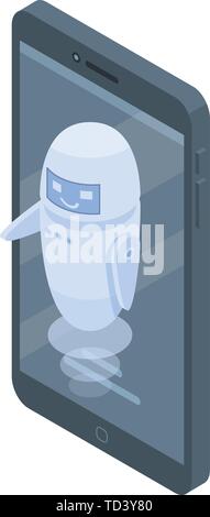 Smartphone modern chatbot icon, isometric style Stock Vector