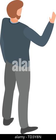 Bearded man hand up icon, isometric style Stock Vector