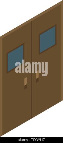 Surgical room doors icon, isometric style Stock Vector