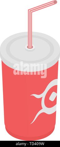 Cola plastic cup icon, isometric style Stock Vector