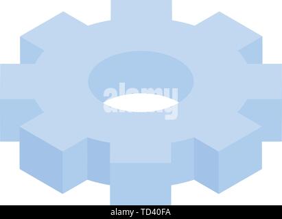 Blue gear icon, isometric style Stock Vector
