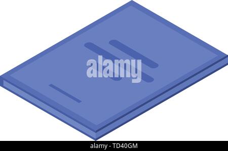 Paper blue notebook icon, isometric style Stock Vector