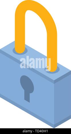 Blue lock icon, isometric style Stock Vector