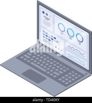 Genetic info laptop icon, isometric style Stock Vector