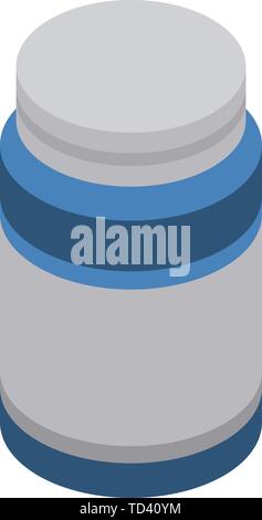 Pill jar icon, isometric style Stock Vector