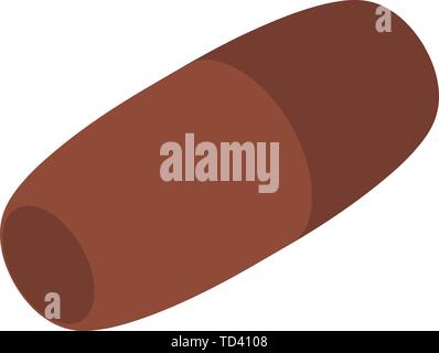Brown medical capsule icon, isometric style Stock Vector