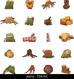 Stumps icons set, cartoon style Stock Vector