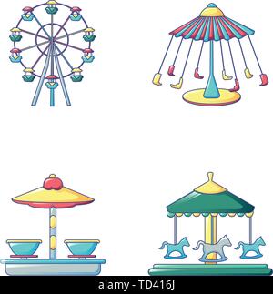 Carousel icons set, cartoon style Stock Vector