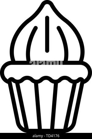 Cupcake meringue icon, outline style Stock Vector