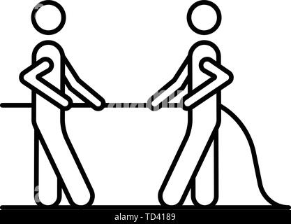 Tug of war icon, outline style Stock Vector