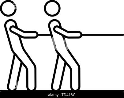 Two man tug of war icon, outline style Stock Vector