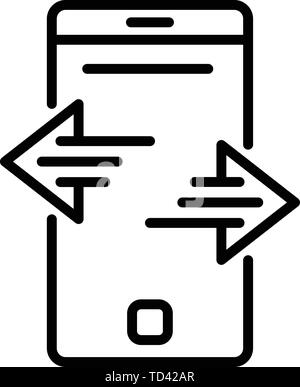 Smartphone data transfer icon, outline style Stock Vector