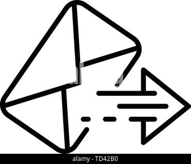 Envelope and arrow icon, outline style Stock Vector