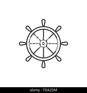 Ship steering wheel. Vector illustration, flat design. Stock Vector