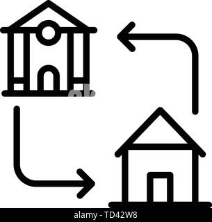 Mortgage accommodation icon, outline style Stock Vector