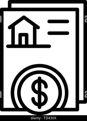 Mortgage documents icon, outline style Stock Vector