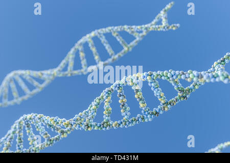 Spherical spiral DNA, three-dimensional rendering Stock Photo