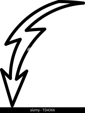 Curved lightning icon, outline style Stock Vector