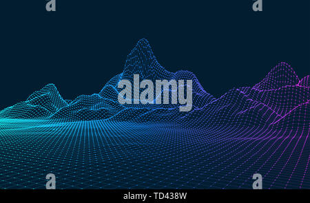 Abstract three-dimensional digital terrain of big data concept, graphics with artificial intelligence concept Stock Photo