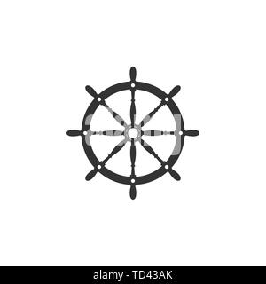 Ship steering wheel. Vector illustration, flat design. Stock Vector