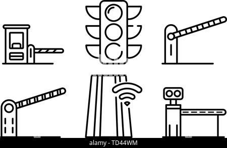 Toll road icons set, outline style Stock Vector
