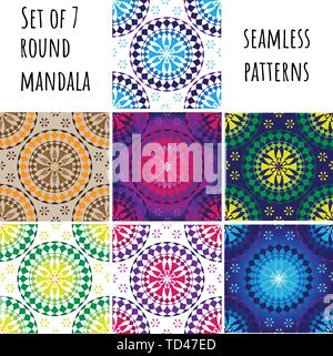 Set of round  mandala vector seamless patterns Stock Vector