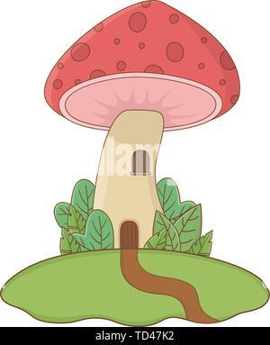 Mushroom house design, Fairytale history medieval fantasy kingdom tale game and story theme Vector illustration Stock Vector