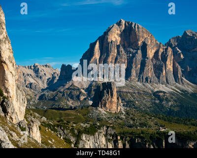 Giau Pass, Cinque Torri and Tofana, Dolomites, Veneto, Italy, Europe Stock Photo
