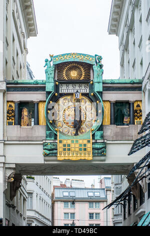 Ankeruhr (Anker clock) at Hohen Markt square, Vienna, Austria, Europe Stock Photo