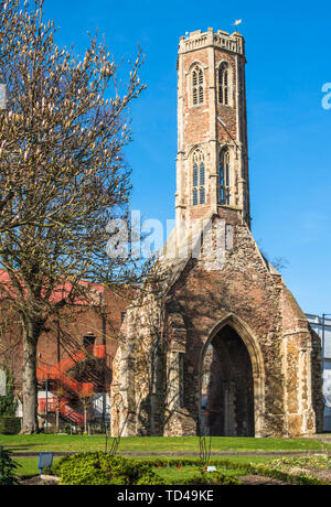 Greyfriars Tower, early spring in Tower gardens, King's Lynn, Norfolk, England, United Kingdom, Europe Stock Photo