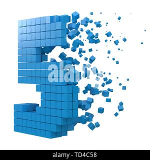 number 5 shaped data block. version with blue cubes. 3d pixel style vector illustration. suitable for blockchain, technology, computer and abstract th Stock Vector