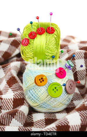 Buttons of different colors, and the two tangle thread Stock Photo