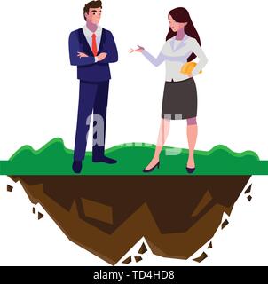 couple of engineers builders workers on the lawn vector illustration design Stock Vector