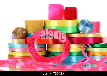 Many bright ribbons of different sizes isolated on white Stock Photo ...