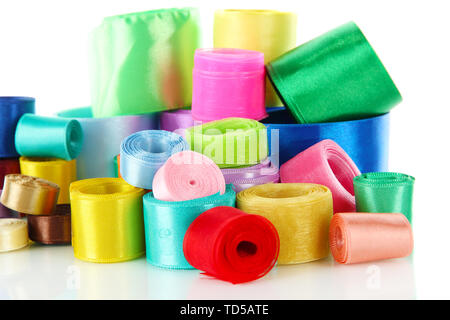 Many bright ribbons of different sizes isolated on white Stock Photo ...
